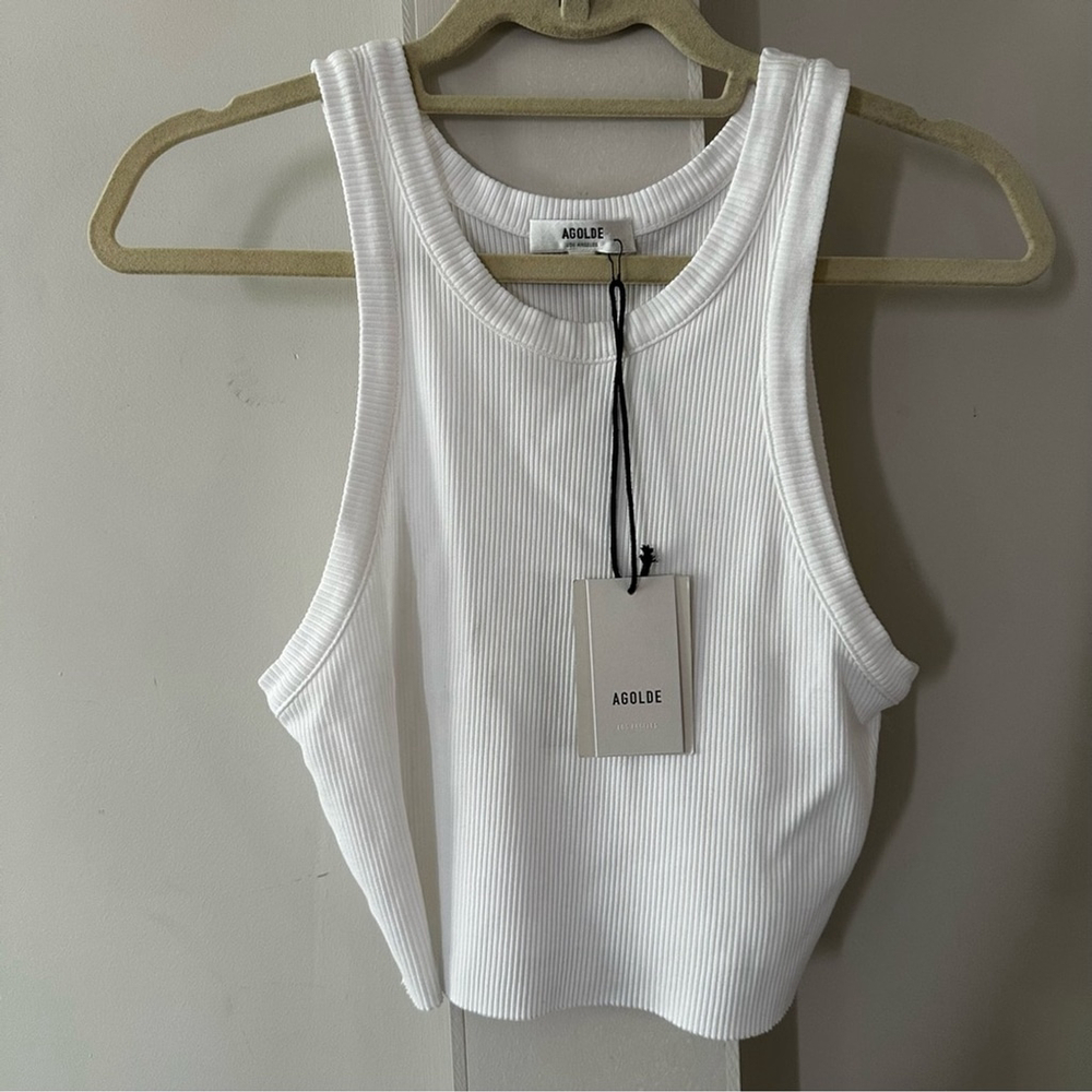 AGOLDE BAILEY CROPPED TANK RACER BACKRIBBED, COOL GIRL, MINIMALIST SZ MEDIUM - Picture 4 of 10